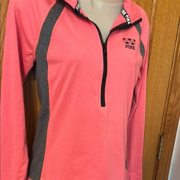 PINK Victoria's Secret Coral Quarter-Zip Sweatshirt - Picture 5 of 8